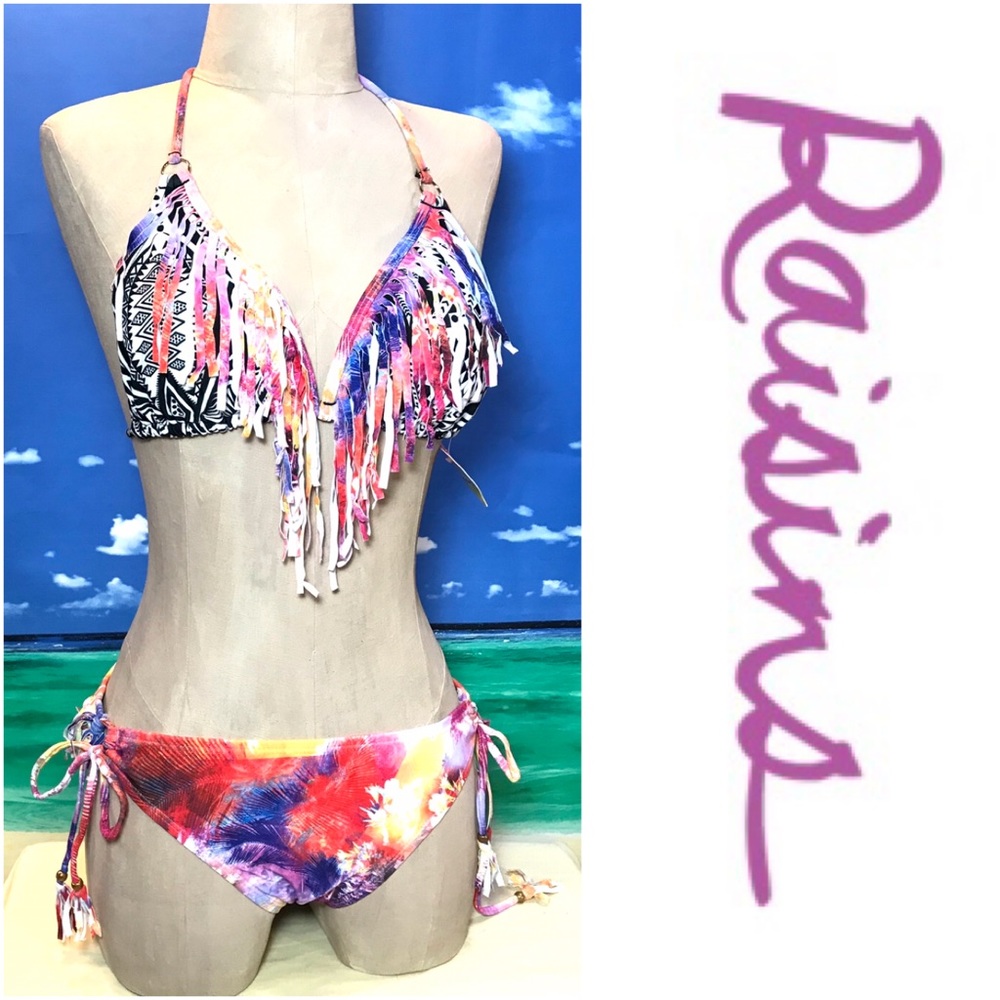 Raisins fringe bikini set, L